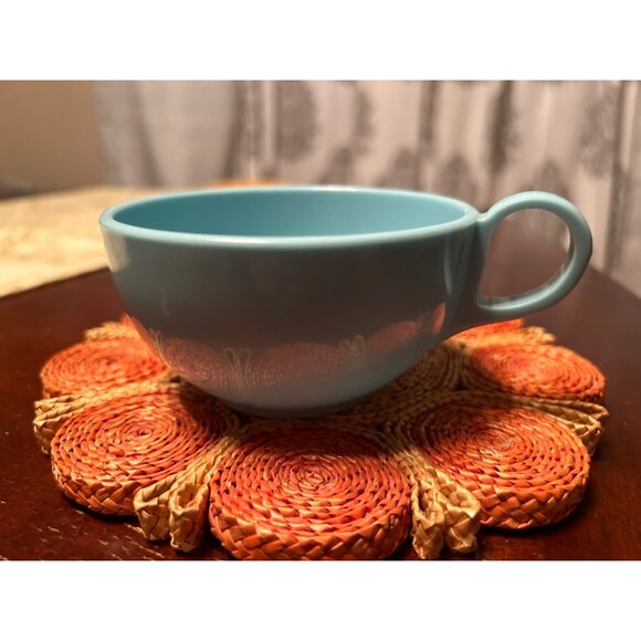 Melmac Melamine Cups and Sugar Bowl Lot Blue & Peach - Picture 7 of 9